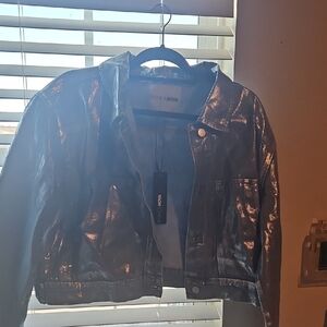 Fashion Nova Metallic Silver Jean Jacket